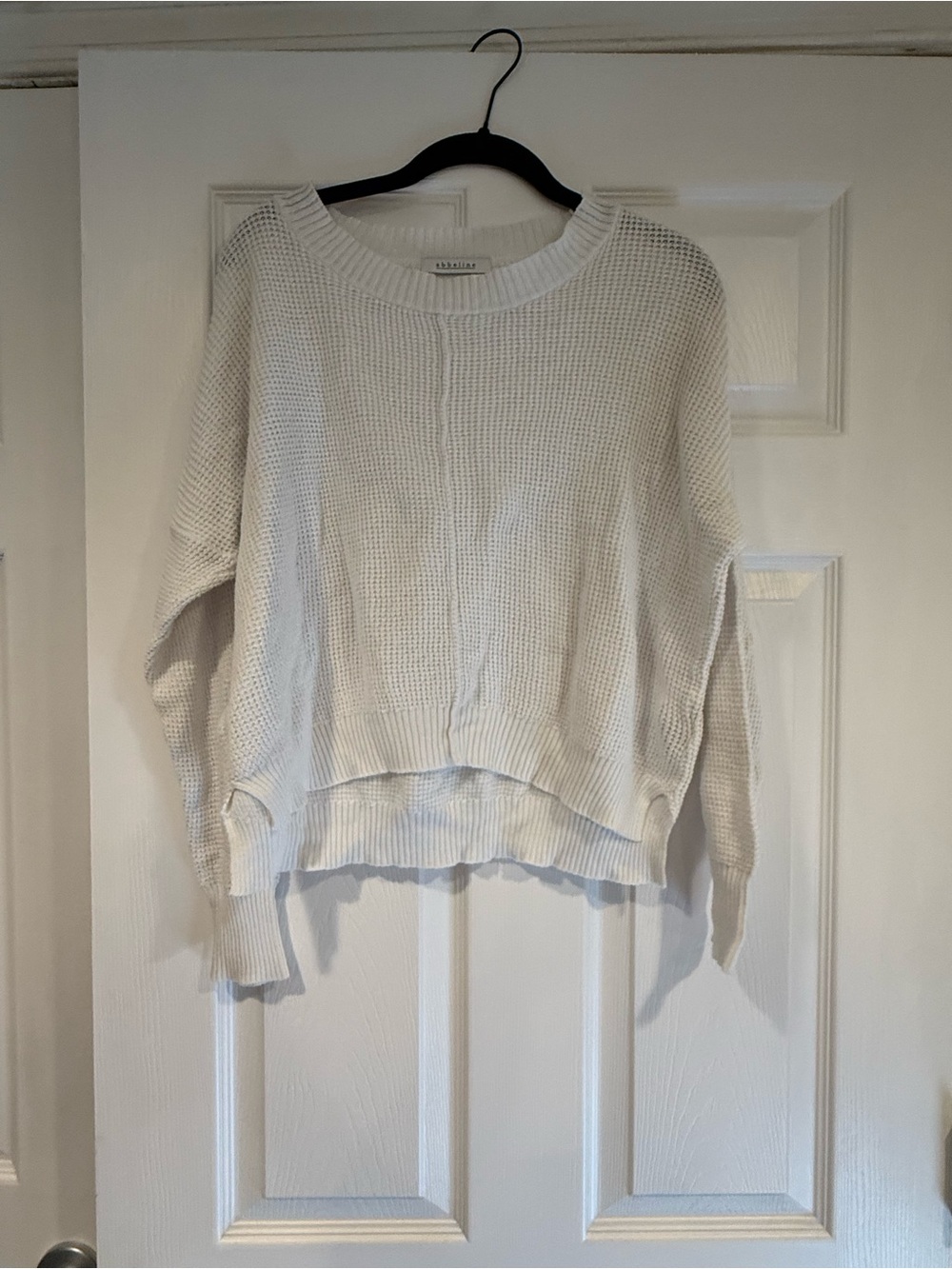 Caslon Ivory Waffle Knit Crewneck Sweater
